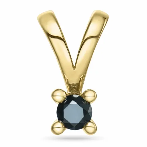 0,15 ct zwart diamant solitaire hanger in 14 caraat goud 0,15 ct