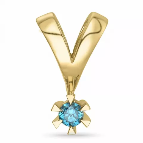 0,09 ct blauwe behandelde natuurlijke diamant solitaire hanger in 14 caraat goud 0,09 ct