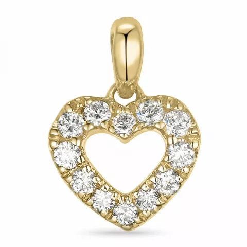 hart diamant hanger in 14 caraat goud 0,206 ct