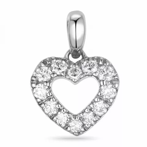 hart diamanten hanger in 14 caraat witgoud 0,206 ct