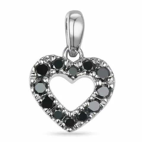 hart zwart diamant hanger in 14 caraat witgoud 0,206 ct