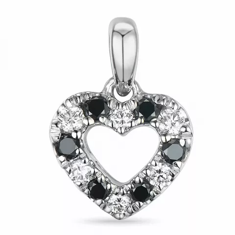 hart zwart diamant diamanten hanger in 14 caraat witgoud 0,104 ct 0,102 ct