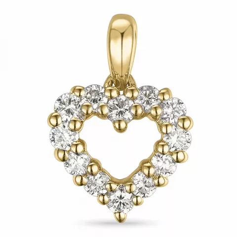 hart diamant hanger in 14 caraat goud 0,264 ct