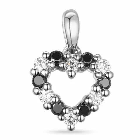 hart zwart diamant diamanten hanger in 14 caraat witgoud 0,132 ct 0,132 ct