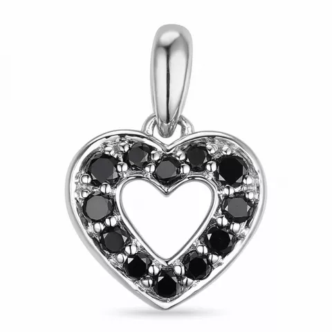 hart zwart diamant hanger in 14 caraat witgoud 0,149 ct