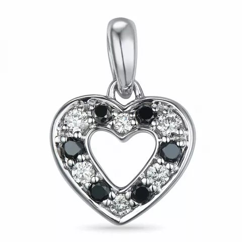 hart zwart diamant hanger in 14 caraat witgoud 0,083 ct 0,066 ct