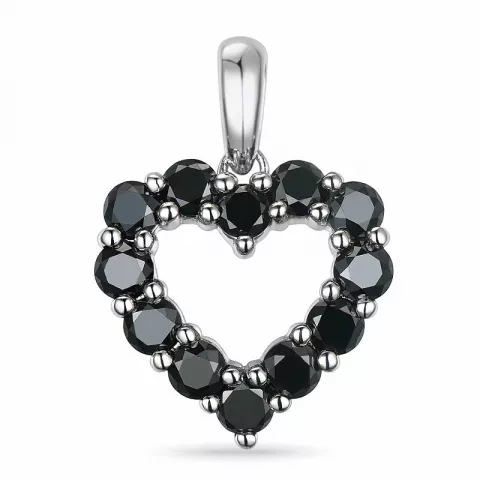 hart zwart diamant hanger in 14 caraat witgoud 0,96 ct