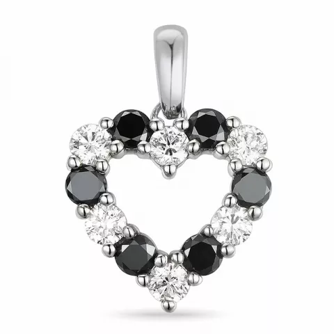 hart zwart diamant diamanten hanger in 14 caraat witgoud 0,48 ct 0,48 ct