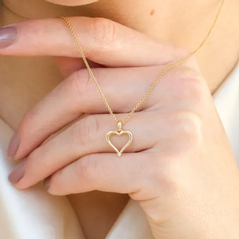 hart diamanten hanger in 14 caraat goud 0,01 ct