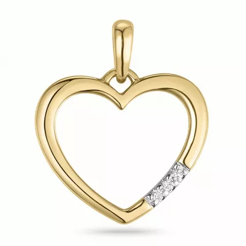 hart diamanten hanger in 14 caraat goud-en witgoud 0,015 ct