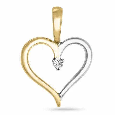 hart diamant hanger in 14 caraat goud-en witgoud 0,008 ct