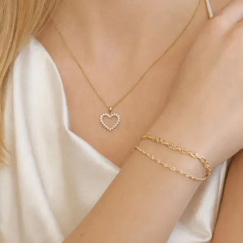 hart diamant hanger in 14 caraat goud 0,33 ct