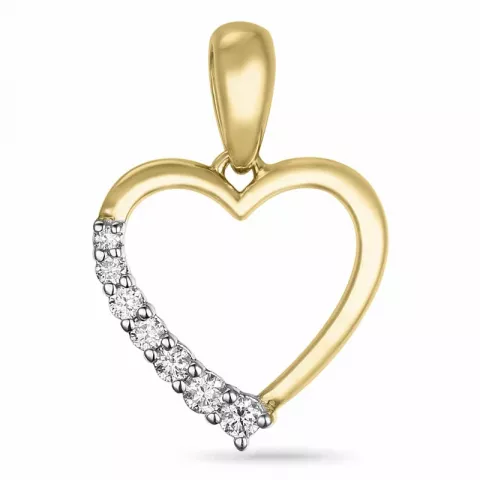 hart diamant hanger in 14 caraat goud-en witgoud 0,115 ct