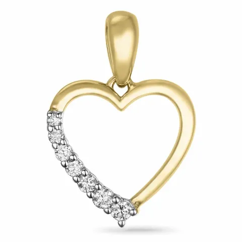 hart diamant hanger in 14 caraat goud-en witgoud 0,115 ct