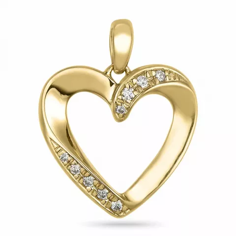 hart diamant hanger in 14 caraat goud 0,064 ct