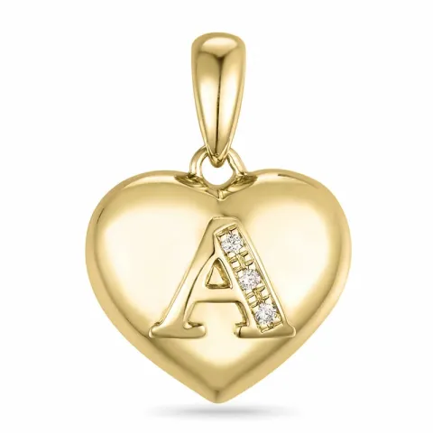 letter a diamant hanger in 14 caraat goud 0,015 ct