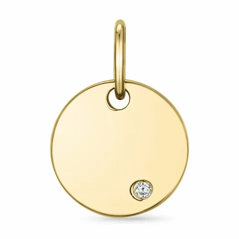 plaat diamant hanger in 14 caraat goud 0,015 ct