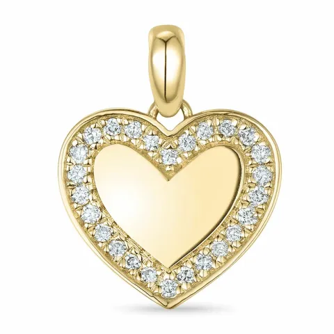 hart diamant hanger in 14 caraat goud  0,113 ct