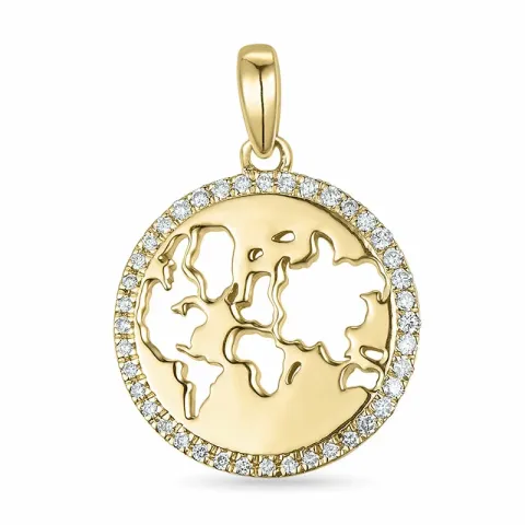 world diamant hanger in 14 caraat goud 0,088 ct