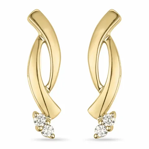 lange diamant oorbellen in 14 karaat goud met diamant 