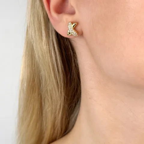 briljant oorbellen in 14 karaat goud met diamant 