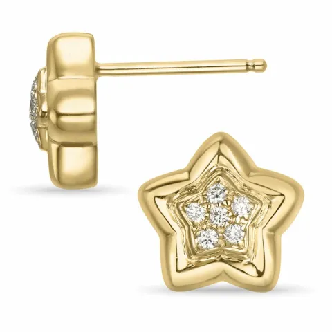 ster briljant oorbellen in 14 karaat goud met diamant