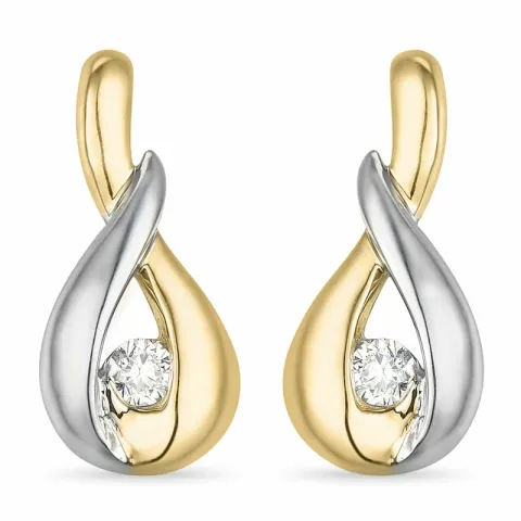 druppel briljant oorbellen in 14 karaat goud en witgoud met diamant 