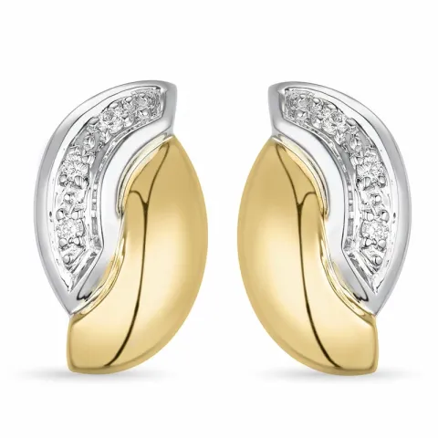 diamant oorbellen in 14 karaat goud en witgoud met diamant