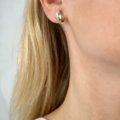 diamant oorbellen in 14 karaat goud en witgoud met diamant