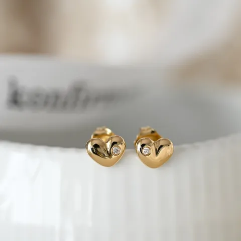 hart briljant oorbellen in 14 karaat goud met diamant