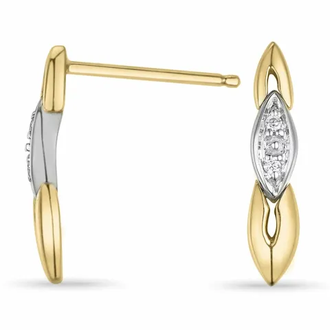 lange briljant oorbellen in 14 karaat goud en witgoud met diamant 