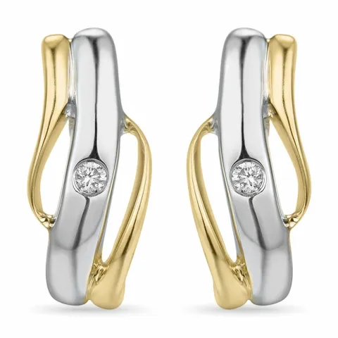 briljant oorbellen in 14 karaat goud en witgoud met diamant 