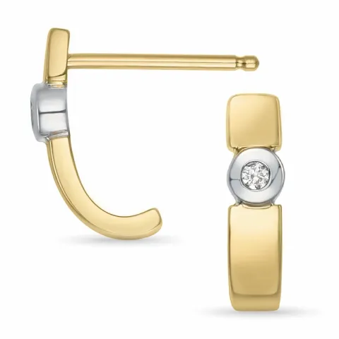 creool in 14 karaat goud en witgoud met diamant 