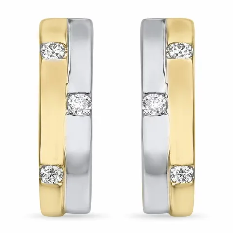 vierkant diamant oorbellen in 14 karaat goud en witgoud met diamant 