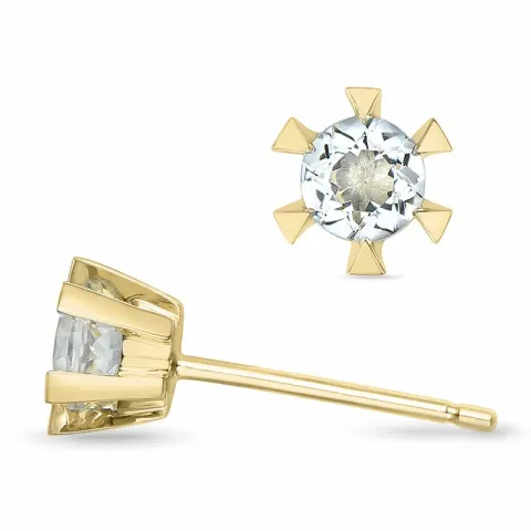 2 x 0,25 ct witte kwarts solitaire oorbel in 14 karaat goud met kwarts