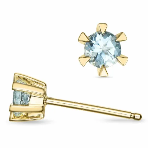2 x 0,22 ct aquamarijn solitaire oorbel in 14 karaat goud met aquamarijn