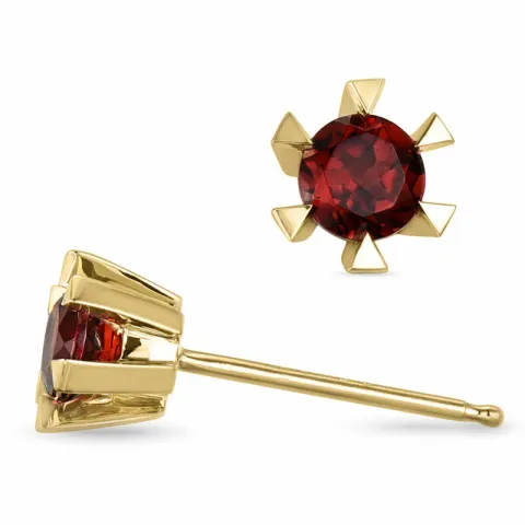 2 x 0,28 ct granaat solitaire oorbel in 14 karaat goud met granaat
