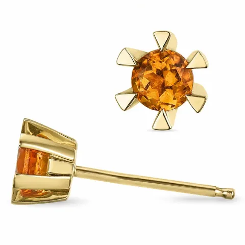 2 x 0,19 ct citrien solitaire oorbel in 14 karaat goud met citrien