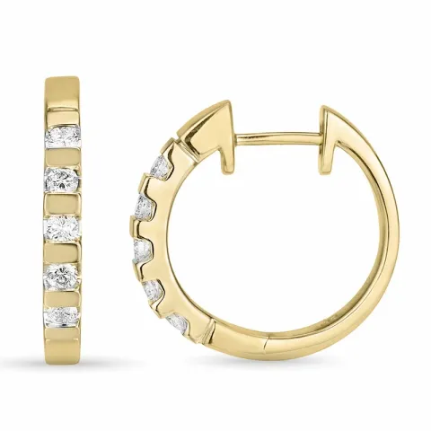 14 mm briljant creool in 14 karaat goud met diamant 