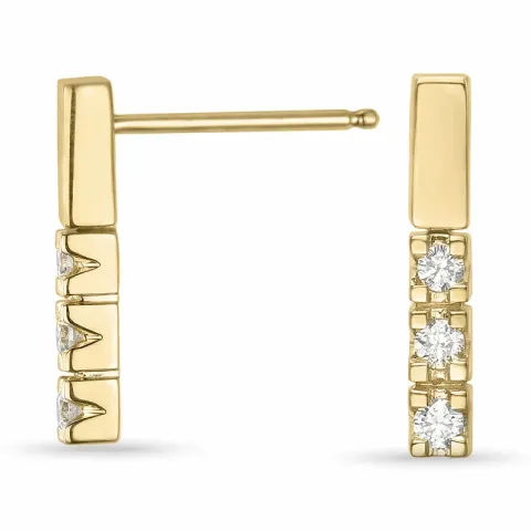 lange briljant oorbellen in 14 karaat goud met diamant 