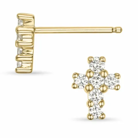 kruis briljant oorbellen in 14 karaat goud met diamant