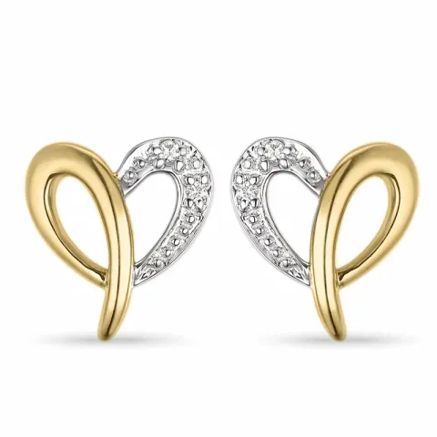 hart diamant oorsteker in 14 karaat goud en witgoud met diamant