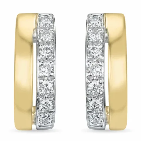 vierkant diamant oorbellen in 14 karaat goud en witgoud met diamant