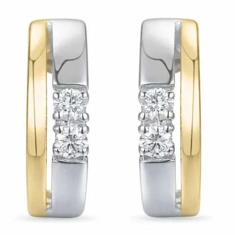 vierkant diamant oorbellen in 14 karaat goud en witgoud met diamant