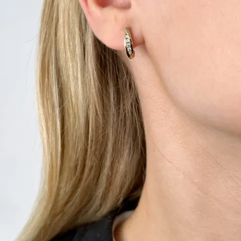 diamant oorbellen in 14 karaat goud met diamant 