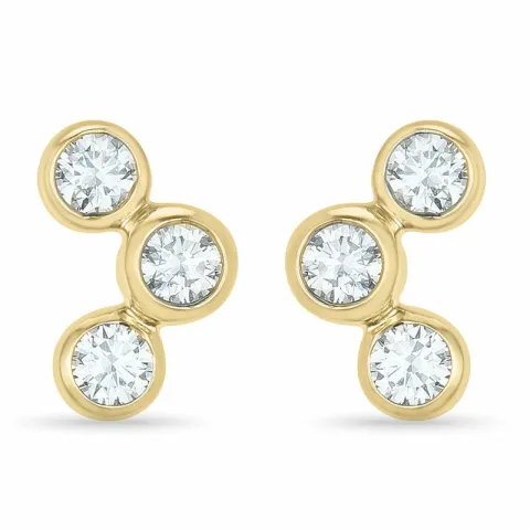 rond diamant oorsteker in 14 karaat goud met diamant 