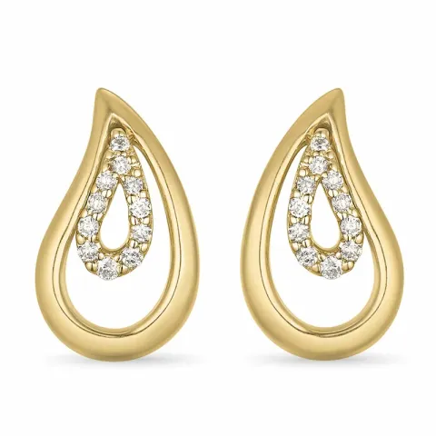 druppel diamant oorbellen in 14 karaat goud met diamant