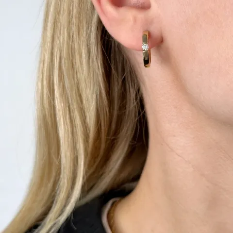17 mm diamant creool in 14 karaat goud met diamant