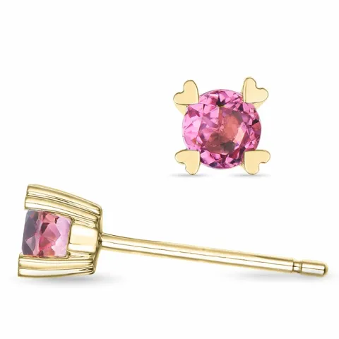 2 x 0,22 ct pink toermalijn solitaire oorbel in 14 karaat goud met toermalijn 