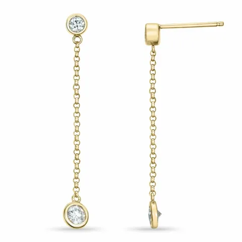 lange diamant oorbellen in 14 karaat goud met diamant